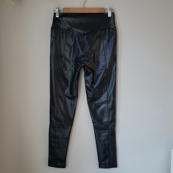 High Waist Slick Faux Leather Leggings - Picture 8 of 15